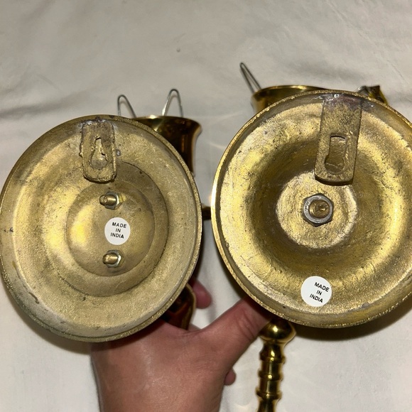Vintage Brass Wall Sconce Candle Holders Gold Tone Elegant Regency - Picture 7 of 8